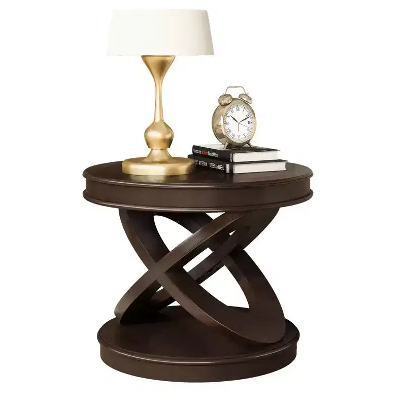 Table d'appoint Okak Retro avec cadre en X, table d'appoint avec plateau et base épais, table d'appoint pour salle à manger ou salon familial, espresso