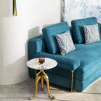 Okak Modern Side Table with Gold Carbon Steel Legs, End Table with Microcrystalline Stone Tabletop, Couch Table for Sofa Side, Table Side, Gold
