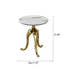 Table d'appoint moderne Okak avec pieds en acier au carbone doré, table d'appoint avec plateau en pierre microcristalline, table de canapé pour côté canapé, côté table, or