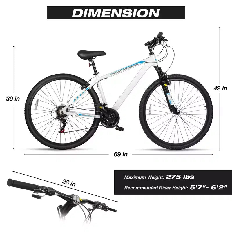 Hykolity VTT 29 pouces 29r Vélo de sport Grande taille Tout-suspendu Léger Cyclisme en plein air pour homme femme adulte - Blanc pâle