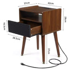 COZONY Table de Chevet avec Tiroir et Étagère Ouverte, Table de Nuit Moderne avec Cadre en Bois Massif pour Chambre à Coucher Salon, 2 PIÈCES