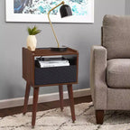 COZONY Table de Chevet avec Tiroir et Étagère Ouverte, Table de Nuit Moderne avec Cadre en Bois Massif pour Chambre à Coucher Salon, 2 PIÈCES