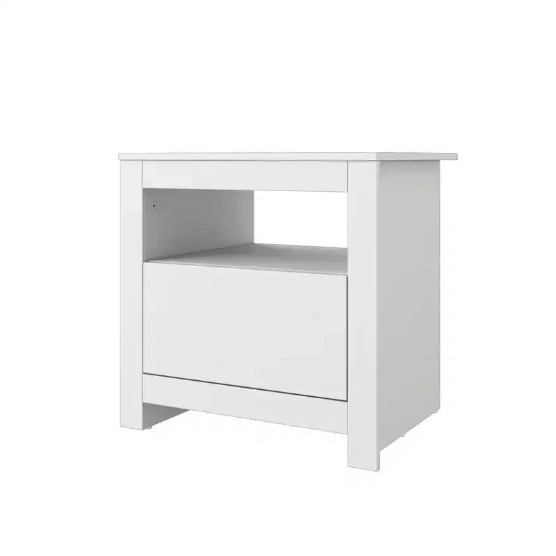 Homez Table d'appoint rectangulaire en bois blanc de 22,4 po avec 1 tiroir