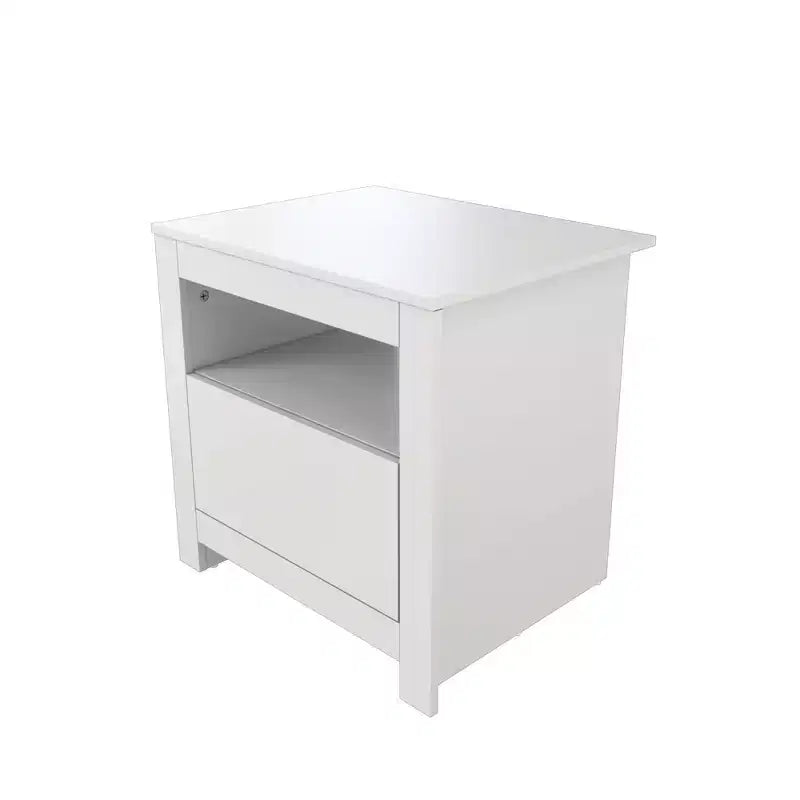 Homez Table d'appoint rectangulaire en bois blanc de 22,4 po avec 1 tiroir