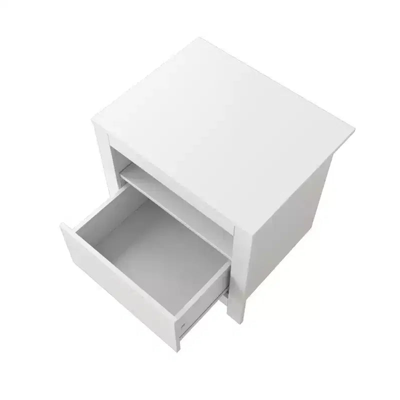 Homez Table d'appoint rectangulaire en bois blanc de 22,4 po avec 1 tiroir
