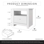 Homez Table d'appoint rectangulaire en bois blanc de 22,4 po avec 1 tiroir
