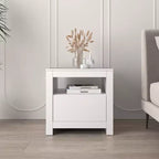Homez Table d'appoint rectangulaire en bois blanc de 22,4 po avec 1 tiroir