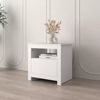 Homez Table d'appoint rectangulaire en bois blanc de 22,4 po avec 1 tiroir