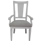 HomeRoots Ensemble de deux chaises de salle à manger en lin rembourré gris clair et blanc avec dossier ouvert en bois massif