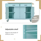 Dessert de cuisine Okak avec plateau en bois et roulettes verrouillables, chariot de cuisine avec 4 portes, porte-serviettes, 2 tiroirs et étagère à épices pour salle à manger