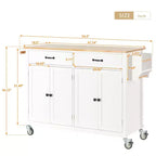 Dessert de cuisine Okak avec plateau en bois et roulettes verrouillables, chariot de cuisine avec 4 portes, porte-serviettes, 2 tiroirs et étagère à épices pour salle à manger