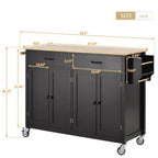 Dessert de cuisine Okak avec plateau en bois et roulettes verrouillables, chariot de cuisine avec 4 portes, porte-serviettes, 2 tiroirs et étagère à épices pour salle à manger
