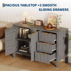 Bahut en bois avec 3 tiroirs et 2 portes Buffet moderne pour salon et cuisine