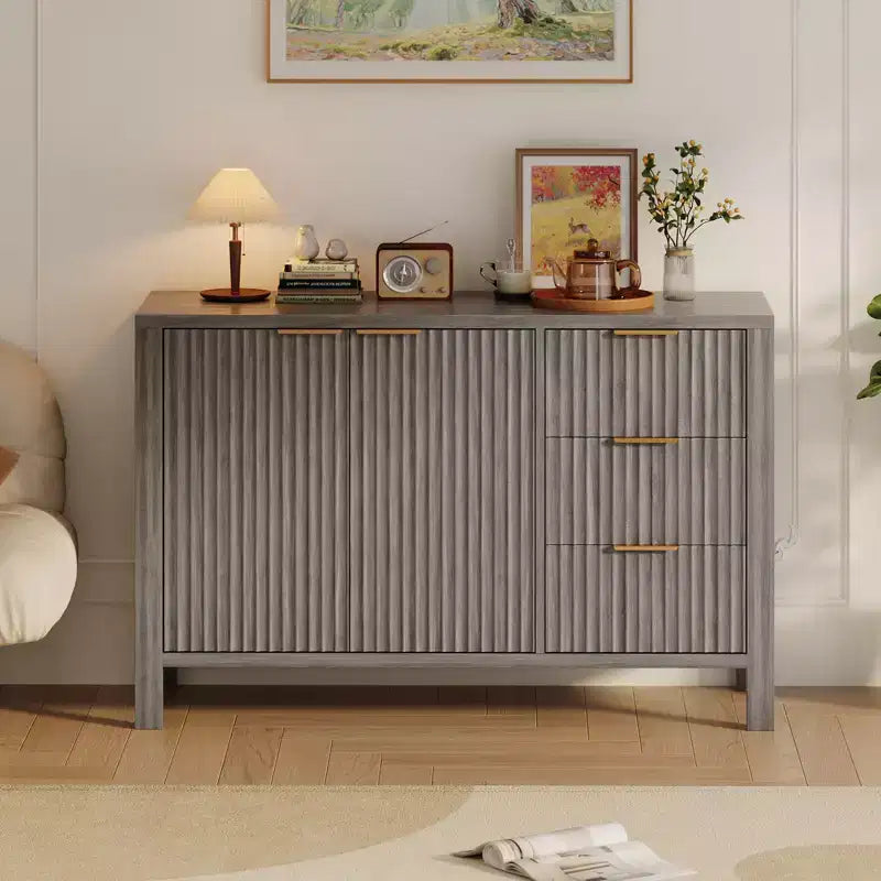 Bahut en bois avec 3 tiroirs et 2 portes Buffet moderne pour salon et cuisine