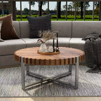 GDFStudio Alvarez Modern 31.50W Wooden Handmade Drum Shaped Coffee Table