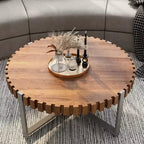 Table basse GDFStudio Alvarez moderne en bois sculpté à la main de 31,50 po de large