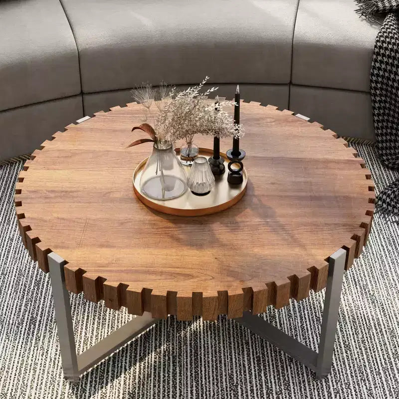 Table basse GDFStudio Alvarez moderne en bois sculpté à la main de 31,50 po de large
