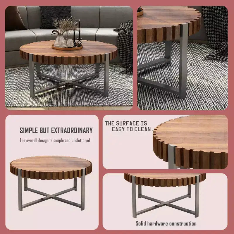 Table basse GDFStudio Alvarez moderne en bois sculpté à la main de 31,50 po de large