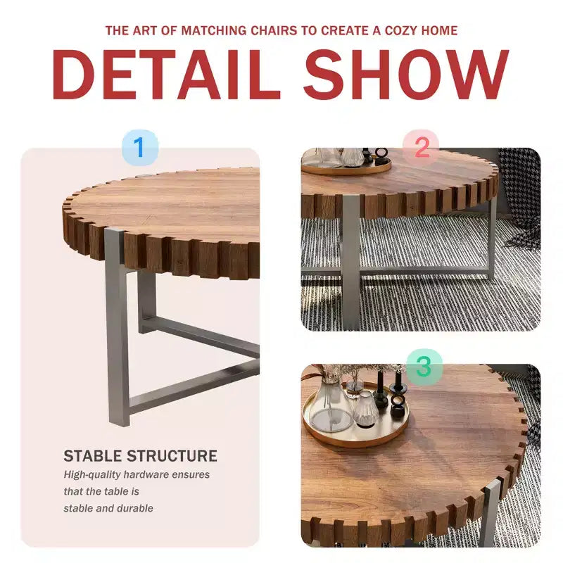 Table basse GDFStudio Alvarez moderne en bois sculpté à la main de 31,50 po de large