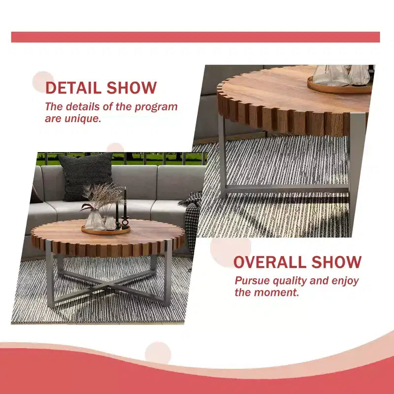 Table basse GDFStudio Alvarez moderne en bois sculpté à la main de 31,50 po de large