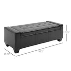 Pouffe ottoman de rangement de 51", banc de rangement ottoman avec charnière de sécurité, banc d'entrée rembourré en similicuir avec assise pour salon, chambre à coucher