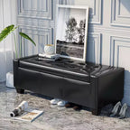 Pouffe ottoman de rangement de 51", banc de rangement ottoman avec charnière de sécurité, banc d'entrée rembourré en similicuir avec assise pour salon, chambre à coucher