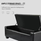Pouffe ottoman de rangement de 51", banc de rangement ottoman avec charnière de sécurité, banc d'entrée rembourré en similicuir avec assise pour salon, chambre à coucher