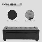 Pouffe ottoman de rangement de 51", banc de rangement ottoman avec charnière de sécurité, banc d'entrée rembourré en similicuir avec assise pour salon, chambre à coucher