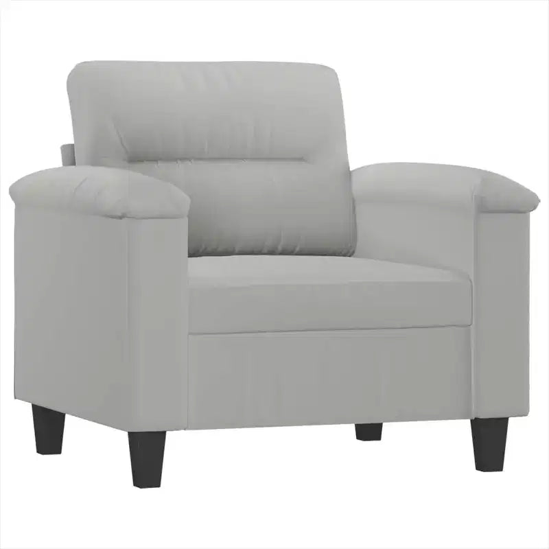 Fauteuil Canapé Gris Clair Microfibre, Métal, Contreplaqué Durable Individuel