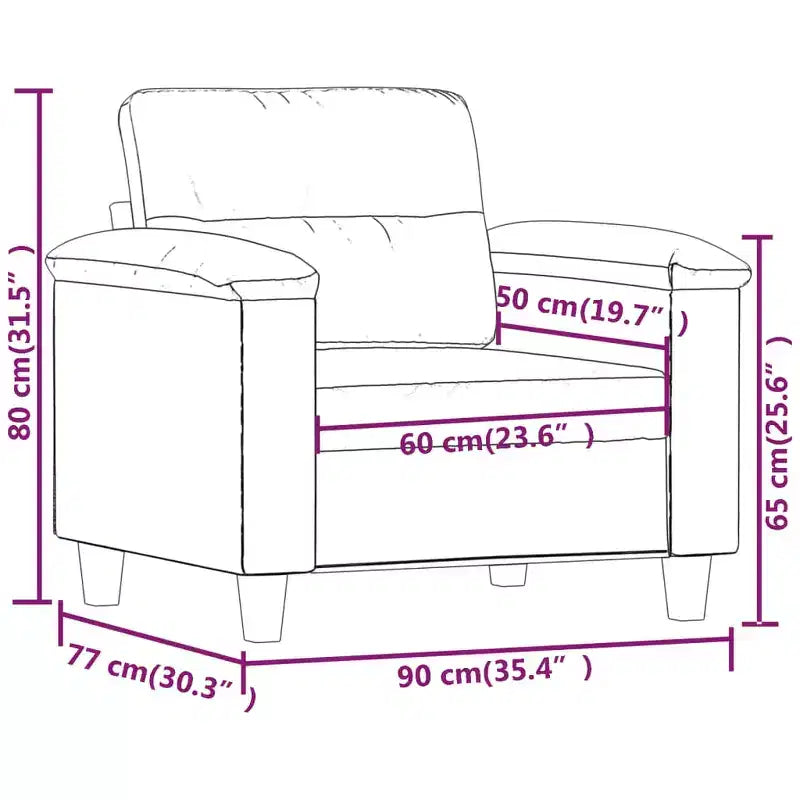 Fauteuil Canapé Gris Clair Microfibre, Métal, Contreplaqué Durable Individuel