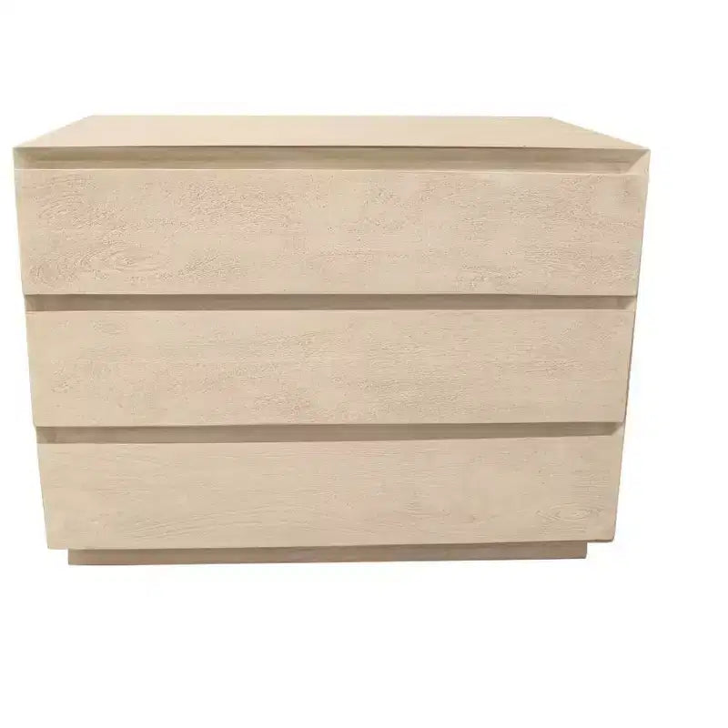 HomeRoots 24 Natural Solid Wood Ribbed Texture Three Drawer Nightstand