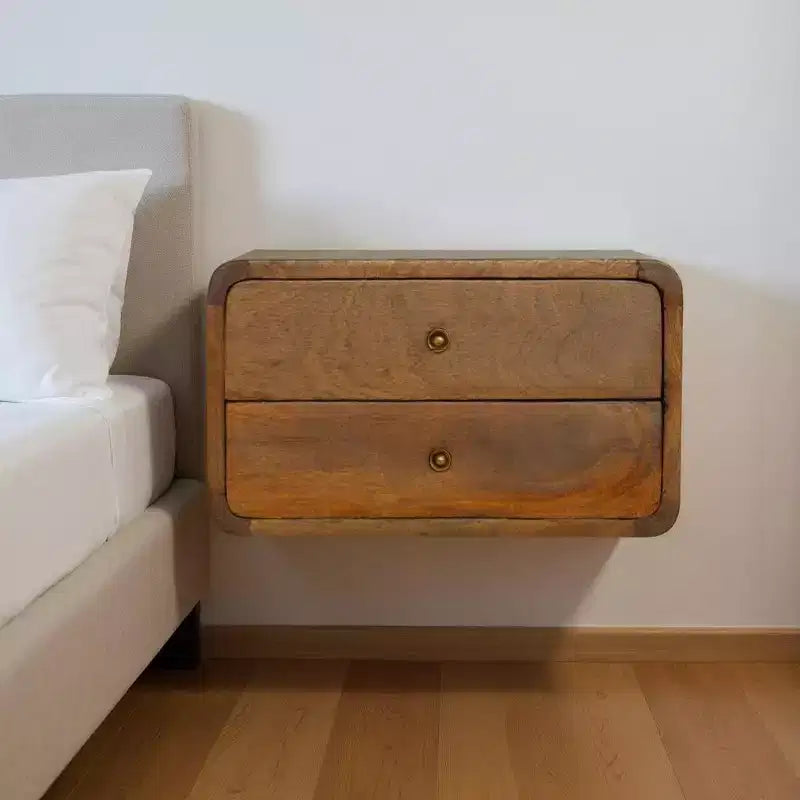 HomeRoots 18 Table de chevet flottante en bois massif marron