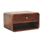 HomeRoots Table de chevet flottante à un tiroir en bois massif marron 18 po