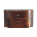 HomeRoots 18 Brown Solid Wood Round Two Drawer Floating Nightstand