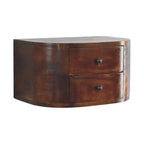 HomeRoots 18 Table de chevet flottante ronde à deux tiroirs en bois massif marron