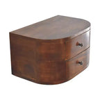 HomeRoots 18 Table de chevet flottante ronde à deux tiroirs en bois massif marron