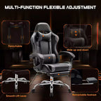 Chaise de jeu ergonomique Okak avec repose-pieds et soutien lombaire, chaise d'ordinateur avec appuie-tête et accoudoir, chaise à roulettes pour l'étude et le bureau