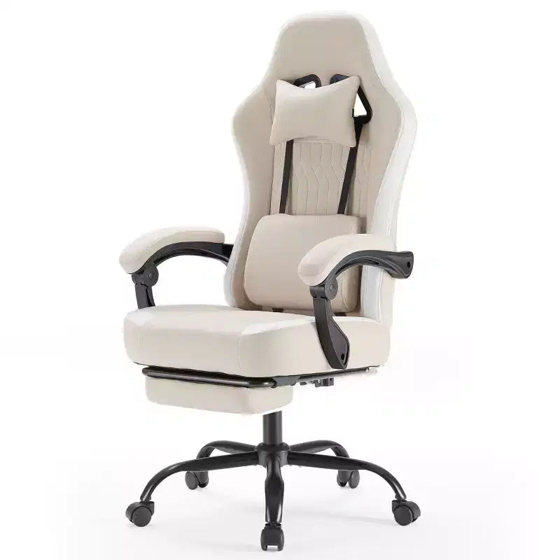 Chaise de bureau ergonomique Okak avec accoudoirs rembourrés, chaise de jeu avec repose-pieds et soutien lombaire, chaise pivotante à roulettes pour la maison et le bureau