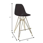 Tabouret de Bar Moderne en Acrylique LeisureMod Cresco, Base et Repose-Pieds en Acier Doré, Chaise de Hauteur Comptoir pour Cuisine, Bar à Petit-Déjeuner ou Salle à Manger, Lot de 2