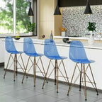 Tabouret de Bar Moderne en Acrylique LeisureMod Cresco, Base et Repose-Pieds en Acier Doré, Chaise de Hauteur Comptoir pour Cuisine, Bar à Petit-Déjeuner ou Salle à Manger, Lot de 2