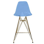 Tabouret de Bar Moderne en Acrylique LeisureMod Cresco, Base et Repose-Pieds en Acier Doré, Chaise de Hauteur Comptoir pour Cuisine, Bar à Petit-Déjeuner ou Salle à Manger, Lot de 2