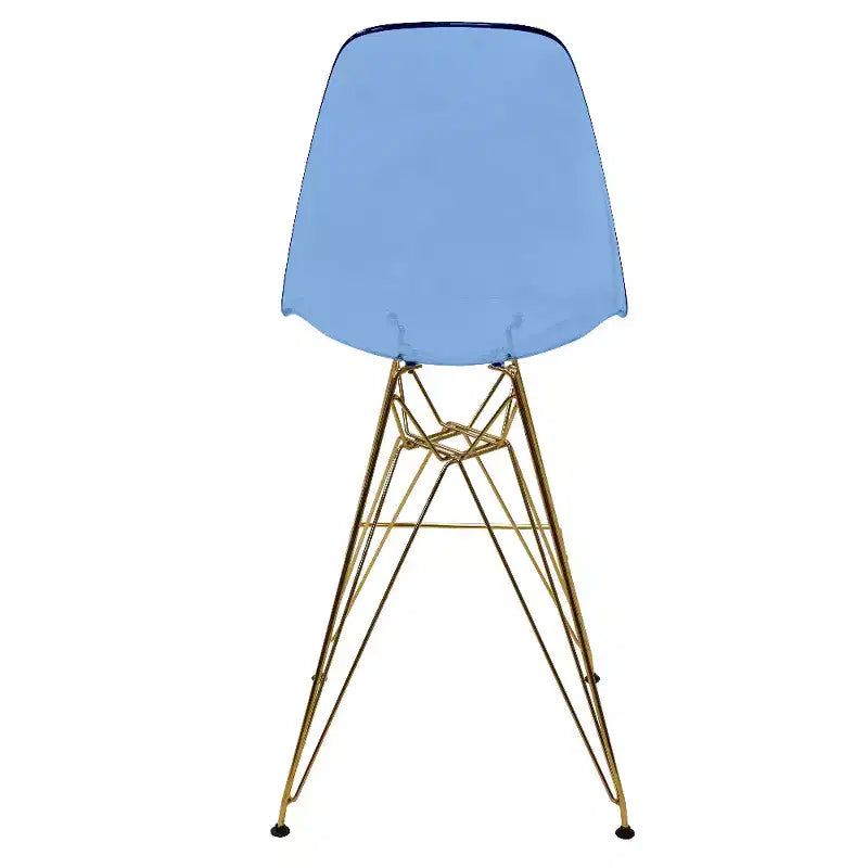 Tabouret de Bar Moderne en Acrylique LeisureMod Cresco, Base et Repose-Pieds en Acier Doré, Chaise de Hauteur Comptoir pour Cuisine, Bar à Petit-Déjeuner ou Salle à Manger, Lot de 2