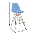 Tabouret de Bar Moderne en Acrylique LeisureMod Cresco, Base et Repose-Pieds en Acier Doré, Chaise de Hauteur Comptoir pour Cuisine, Bar à Petit-Déjeuner ou Salle à Manger, Lot de 2