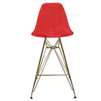 Tabouret de Bar Moderne en Acrylique LeisureMod Cresco, Base et Repose-Pieds en Acier Doré, Chaise de Hauteur Comptoir pour Cuisine, Bar à Petit-Déjeuner ou Salle à Manger, Lot de 2