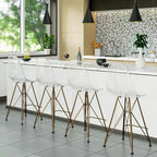 Tabouret de Bar Moderne en Acrylique LeisureMod Cresco, Base et Repose-Pieds en Acier Doré, Chaise de Hauteur Comptoir pour Cuisine, Bar à Petit-Déjeuner ou Salle à Manger, Lot de 2