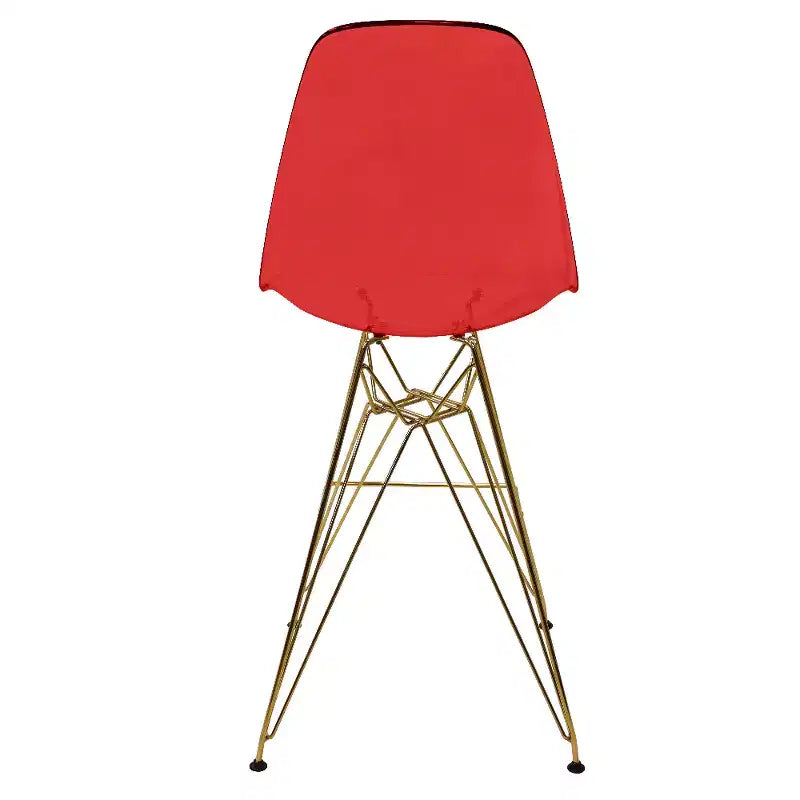 Tabouret de Bar Moderne en Acrylique LeisureMod Cresco, Base et Repose-Pieds en Acier Doré, Chaise de Hauteur Comptoir pour Cuisine, Bar à Petit-Déjeuner ou Salle à Manger, Lot de 2