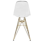 Tabouret de Bar Moderne en Acrylique LeisureMod Cresco, Base et Repose-Pieds en Acier Doré, Chaise de Hauteur Comptoir pour Cuisine, Bar à Petit-Déjeuner ou Salle à Manger, Lot de 2