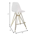 Tabouret de Bar Moderne en Acrylique LeisureMod Cresco, Base et Repose-Pieds en Acier Doré, Chaise de Hauteur Comptoir pour Cuisine, Bar à Petit-Déjeuner ou Salle à Manger, Lot de 2