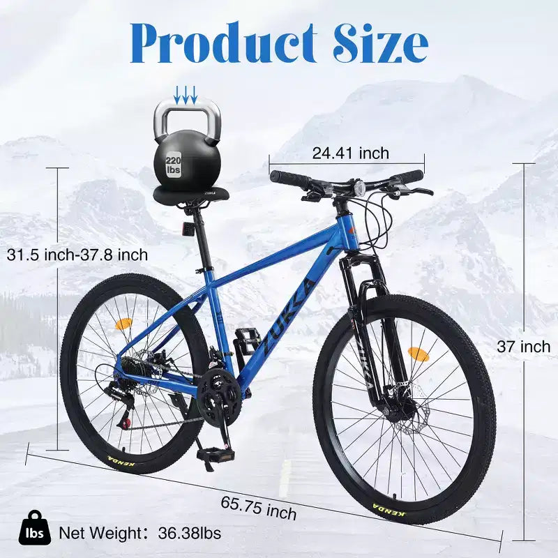 VTT tout suspendu Whisen 26 avec dérailleur arrière 8 vitesses, pneus KENDA à fourche, freins à double disque