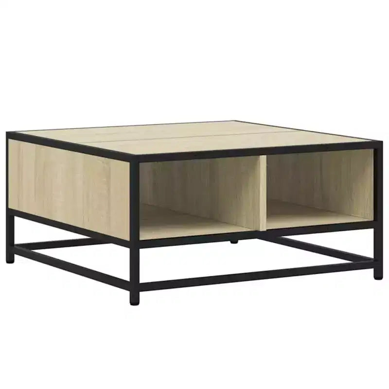 Table basse de rangement Clihome, table moderne carrée avec compartiment caché spacieux, finition mate